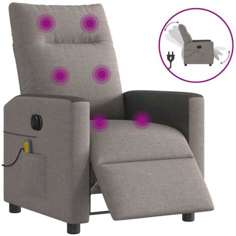 vidaXL Fauteuil de massage inclinable électrique Taupe Tissu