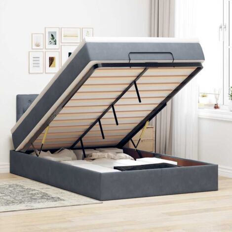 vidaXL Lit ottoman avec matelas gris foncé 120x190 cm velours (1/5)