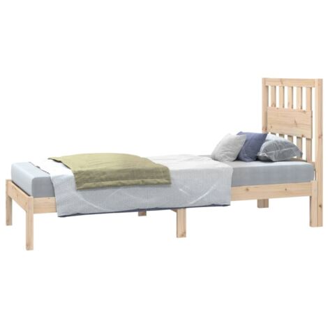 Cadre de lit bois de pin massif 75x190 cm petit simple (1/5)