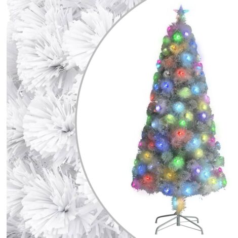 vidaXL Artificial Pre-lit Christmas Tree White 150 cm Fibre Optic