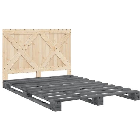 Cadre de lit sans matelas gris 160x200 cm bois de pin massif vidaXL (1/5)