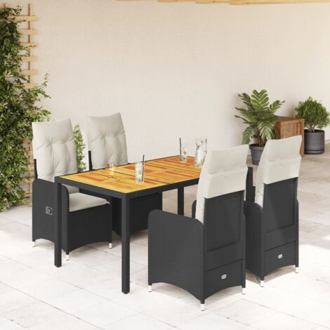 vidaXL Ensemble de bistro de jardin 5 pcs coussins noir poly rotin (1/5)