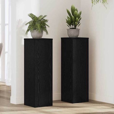 vidaXL  Plant Stand  2 pcs Black Oak 25 x 25 x 80 cm Engineered Wood