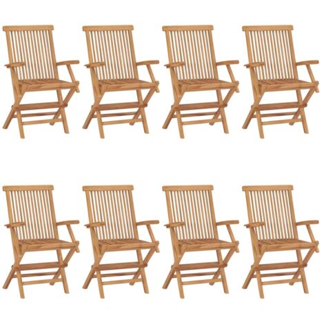 Chaises de jardin lot de 8 Bois de teck massif vidaXL