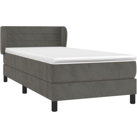 vidaXL Sommier à lattes de lit et matelas Gris foncé 80x200 cm Velours