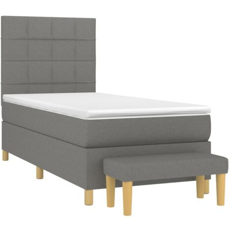 Sommier à lattes de lit et matelas Gris foncé 90x190 cm Tissu vidaXL (1/5)