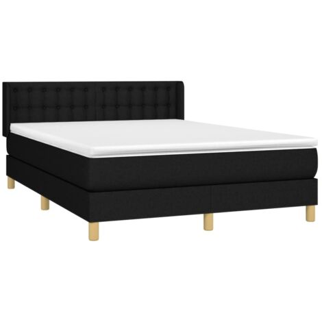 Sommier à lattes de lit avec matelas Noir 140x200 cm Tissu vidaXL (1/5)