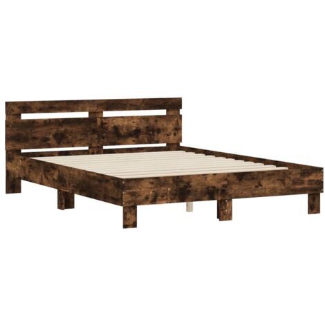 Cadre de lit sans matelas chêne fumé 140x200 cm vidaXL