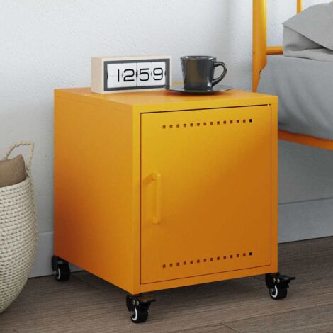 vidaXL Table de chevet jaune moutarde 36x39x43,5 cm acier