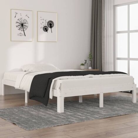 Cadre de lit sans matelas blanc bois de pin massif 140x200 cm vidaXL (1/6)