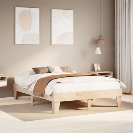 Cadre de lit sans matelas 150x200 cm bois de pin massif vidaXL (1/5)