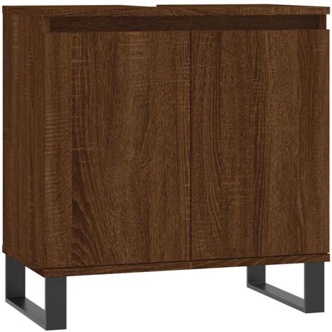 Vidaxl – Armoire de bain chêne marron 58x33x60 cm – Bois d'ingénierie résistant à l'humidité – Grand compartiment à deux portes – Pieds en fer