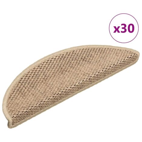 vidaXL Tapis d'escalier autocollants 30 pcs 56x17x3 cm sable (1/6)