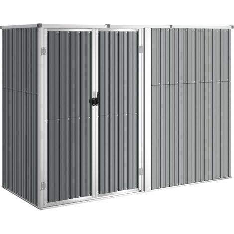 Vidaxl – Abri de jardin métal gris 225x89x161 cm – Acier galvanisé – Rangement sécurisé pour outils – Conception en pente pour évacuation pluie (1/5)