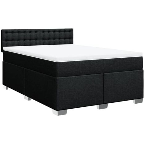 Sommier à lattes de lit avec matelas Noir 140x190 cm Tissu vidaXL (1/5)