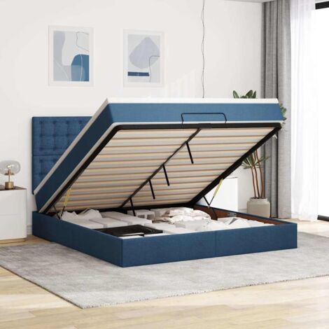 VidaXL Cadre de lit ottoman avec matelas bleu 160x200 cm tissu (1/5)