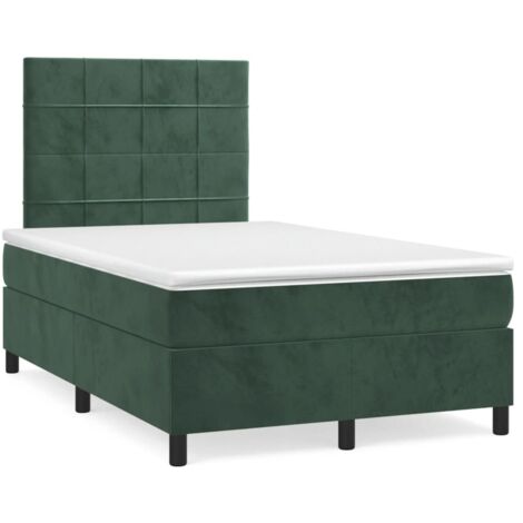vidaXL Sommier à lattes de lit avec matelas vert foncé 120x190 cm (1/5)