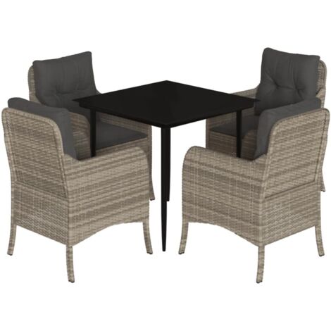 Ensemble à manger de jardin et coussins 5 pcs gris clair rotin vidaXL (1/5)