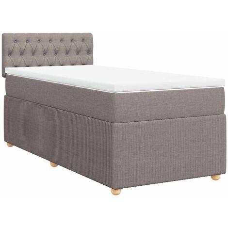 Sommier à lattes de lit avec matelas Taupe 90x200 cm Tissu vidaXL (1/5)