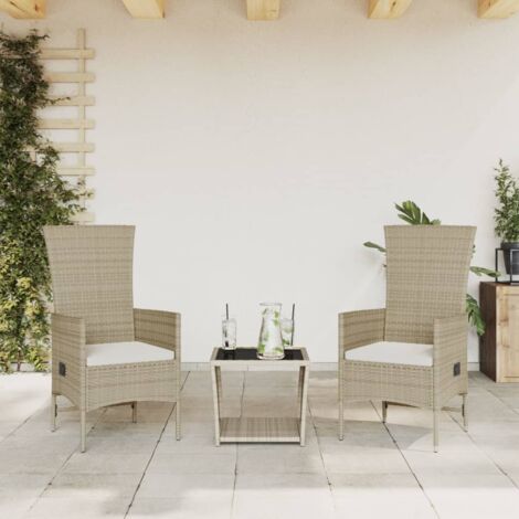 vidaXL 3 Piece Garden Dining Set with Cushions Beige Poly Rattan (1/5)