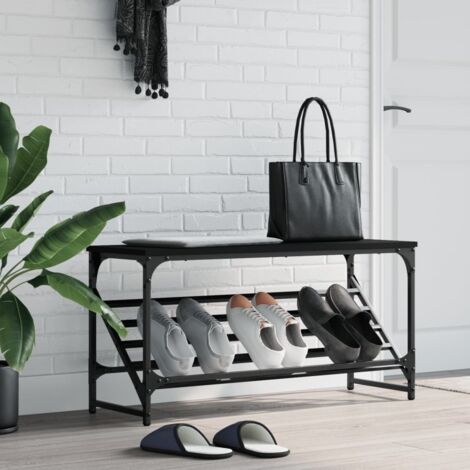 Étagère à chaussures noir 90x30x45 cm bois d'ingénierie vidaXL (1/5)