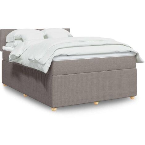 Sommier à lattes de lit avec matelas Taupe 140x190 cm Tissu vidaXL (1/5)