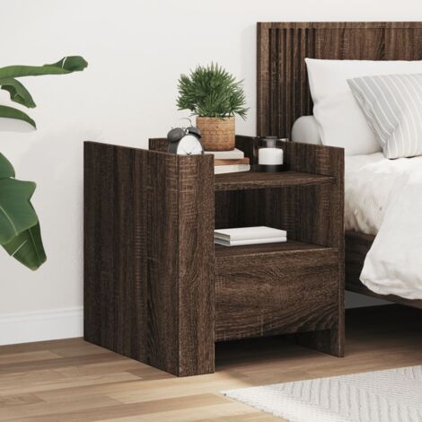 Table de chevet chêne marron 45x50x50 cm bois d’ingénierie vidaXL (1/5)
