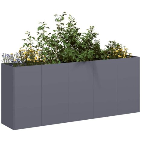 Vidaxl – Jardinière anthracite 200x40x80 cm acier laminé à froid – Design à fond ouvert pour drainage efficace – Stabilité renforcée avec supports intérieurs