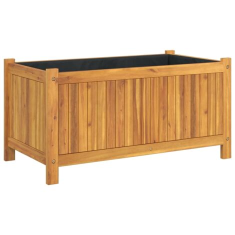 Vidaxl – Jardinière en bois d'acacia massif 80x42x40 cm – Doublure non tissée – Drainage optimal – Pour balcons et patios