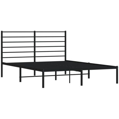 Cadre de lit métal sans matelas avec tête de lit noir 140x190cm vidaXL (1/5)