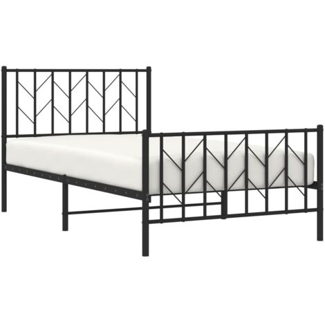 Cadre de lit métal sans matelas avec pied de lit noir 100x190cm vidaXL (1/5)