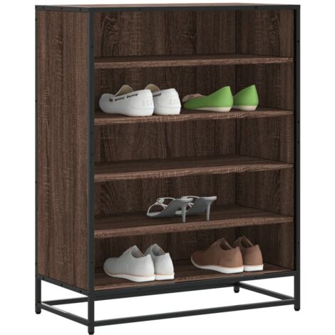 vidaXL Meuble à chaussures chêne marron bois d'ingénierie et métal (1/5)