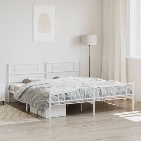 Cadre de lit métal sans matelas et pied de lit blanc 200x200 cm vidaXL (1/5)