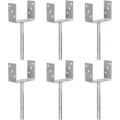 vidaXL Fence Anchors 6 pcs Silver 12x6x30 cm Galvanised Steel