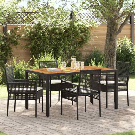 vidaXL Ensemble de salle à manger pour jardin 5 pcs Noir Poly rotin (1/5)