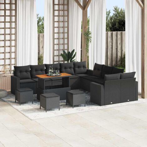vidaXL Ensemble de canapé de jardin 14 pcs Noir 110 x 55 x 71 cm (1/5)