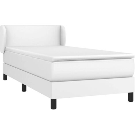 Sommier à lattes de lit avec matelas Blanc 80x200 cm Similicuir (1/5)