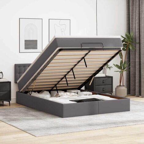 VidaXL Cadre de lit ottoman avec matelas gris 140x190 cm similicuir