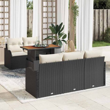 vidaXL Ensemble de canapé de jardin 6 pcs Noir Poly rotin (1/5)