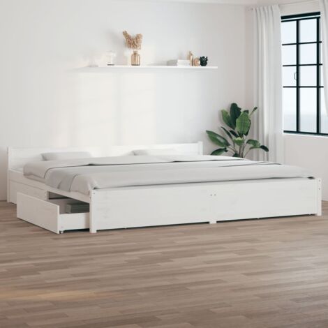 Cadre de lit sans matelas avec tiroirs blanc vidaXL