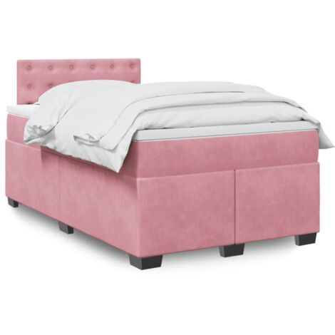 vidaXL Sommier à lattes de lit avec matelas Rose 120x200 cm Velours
