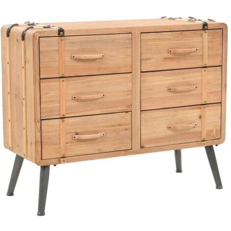Vidaxl – Commode en bois de sapin massif 91x35x73 cm – 6 tiroirs – Style rétro vintage – Capacité de charge 75 kg – Assemblage facile