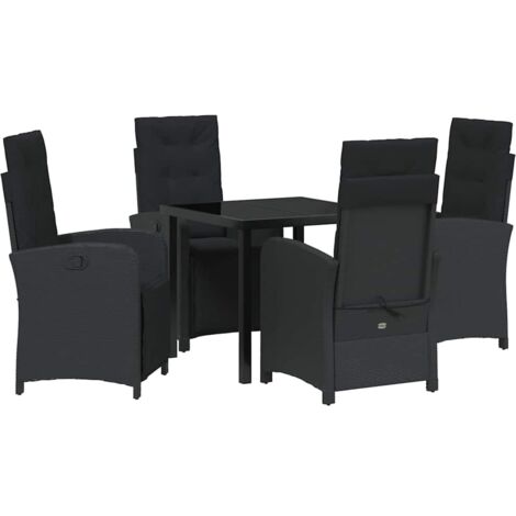 vidaXL Ensemble de salle à manger pour jardin 5 pcs Noir polyrotin (1/5)