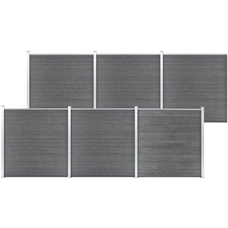 Vidaxl – Clôture de jardin en composite bois-plastique 1045x186 cm – Panneaux modulaires gris – Installation flexible avec poteaux en aluminium