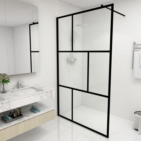 Paroi de douche à l'italienne avec verre trempé Noir 115x195 cm vidaXL