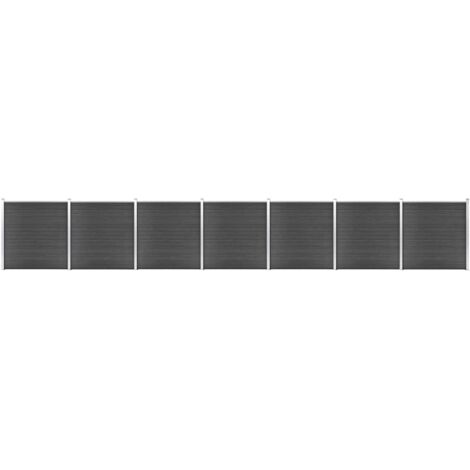 Ensemble de panneau de clôture WPC 1218x186 cm Noir vidaXL