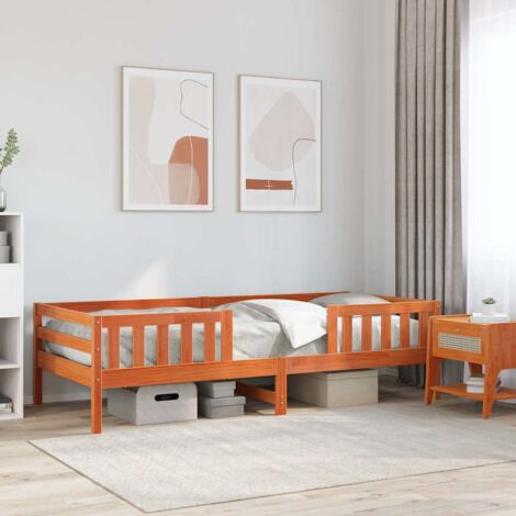Cadre de lit sans matelas cire marron 100x200cm bois pin massif vidaXL
