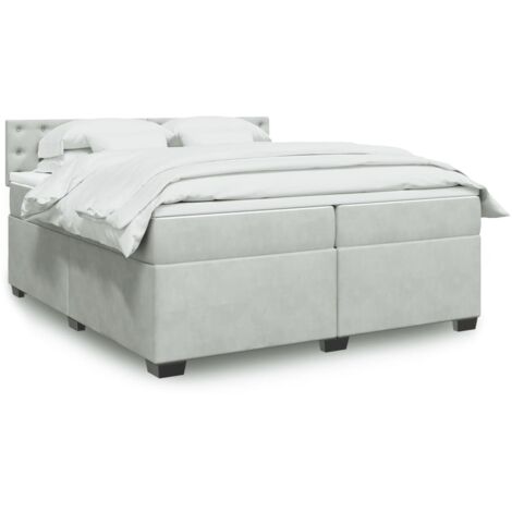 vidaXL Sommier à lattes de lit et matelas Gris clair 200x200cm Velours