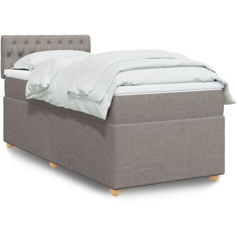 vidaXL Sommier à lattes de lit avec matelas Taupe 90x200 cm Tissu (1/5)