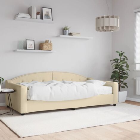 Lit de jour avec matelas crème 100x200 cm tissu vidaXL (1/5)